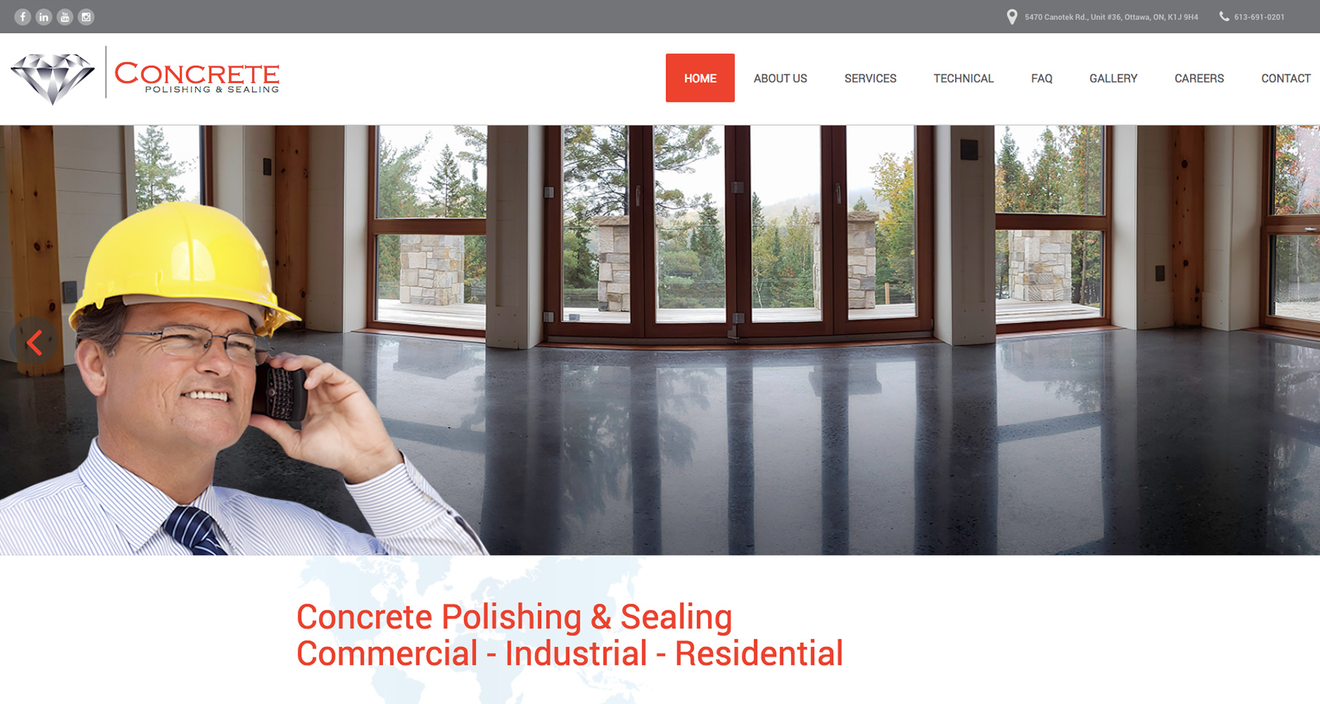 Concrete Polishing & Sealing Ltd webdesign by 45 Degrees Latitude
