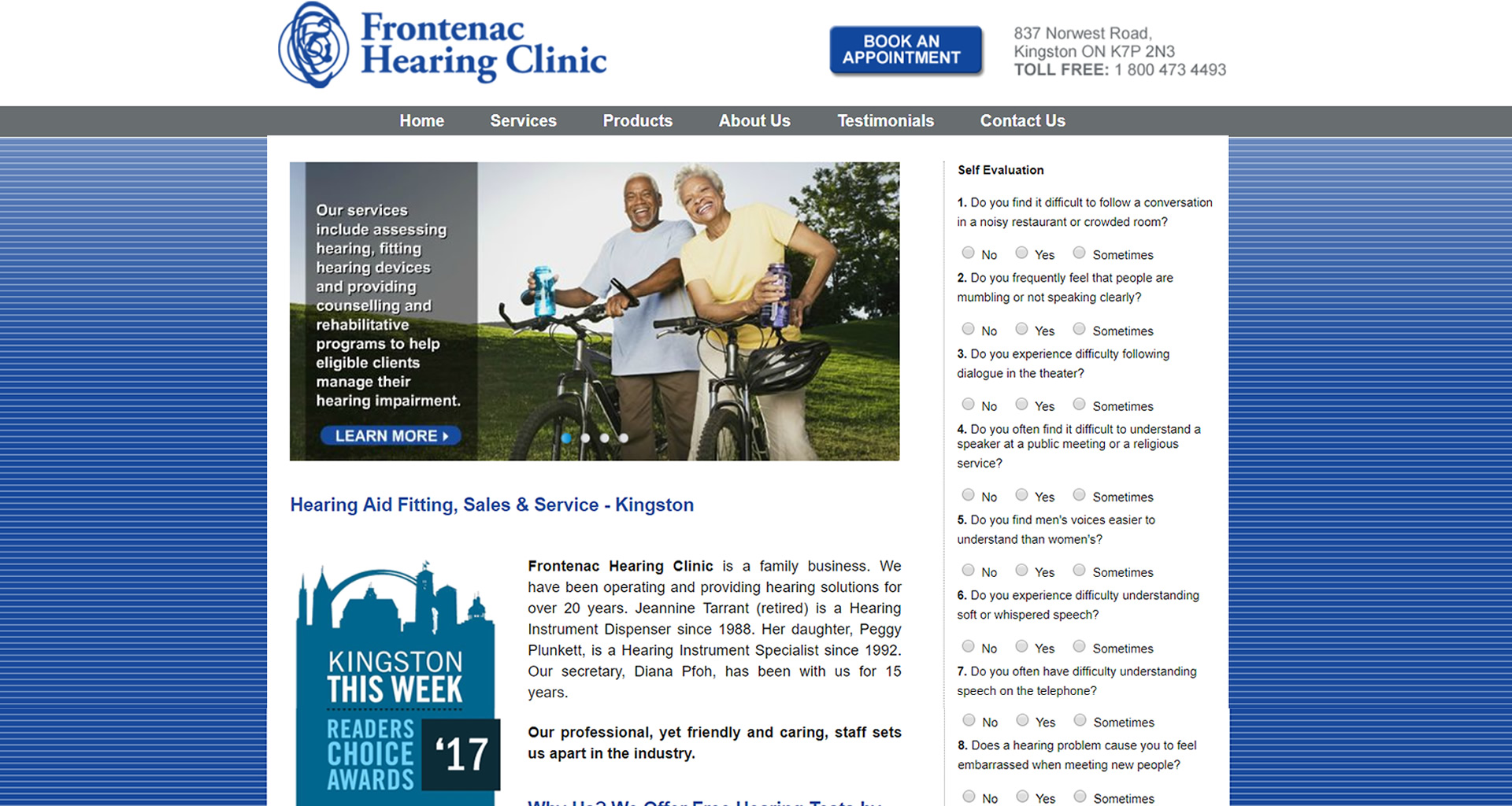 Frontenac Hearing Clinic - Kingston Ontario, web maintenance by 45 Degrees Latitude.