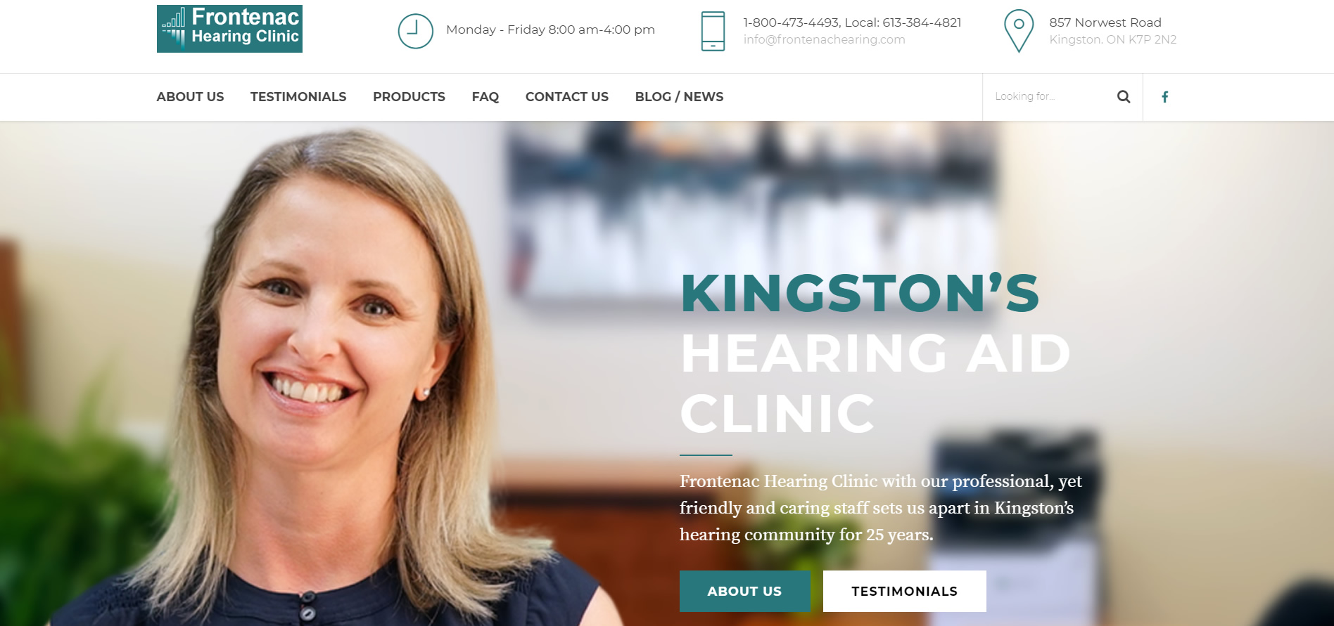 Frontenac Hearing Clinic - Kingston Ontario, design & web maintenance by 45 Degrees Latitude.